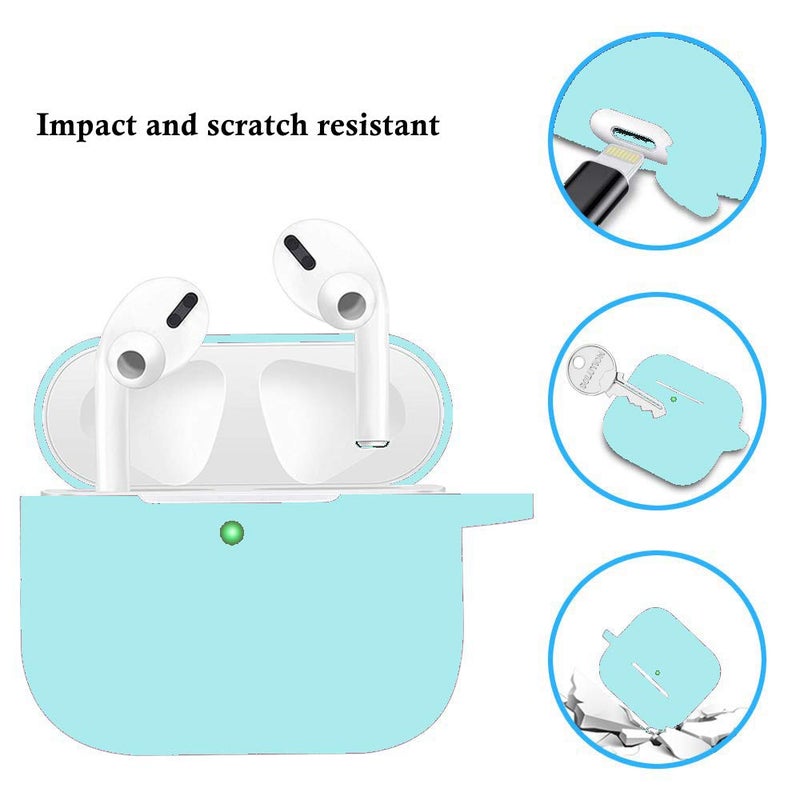 Cypher.V Protective Case Cover for Airpods Pro Charging Case, Upgraded Air Pods Silicone Case Skin with Soft Cute Ball Pom Pom Keychain Kit (A, Green) - Image 3
